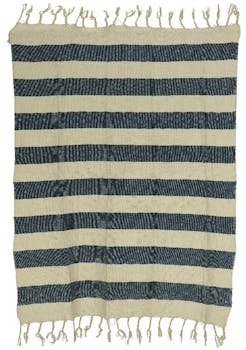 Plaid à rayures verticales et franges