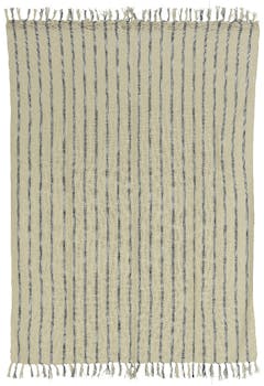 Plaid à rayures horizontales et franges