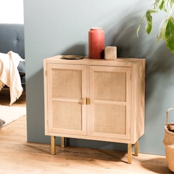 Petit buffet 2 portes toile de jute CORDOUE