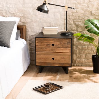 Table de nuit bois recyclé pin CRACOVIE