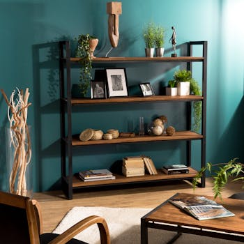 Bibliothèque sans fond teck recyclé 4 niveaux SWING