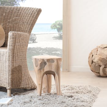 Tabouret rond en teck POLO
