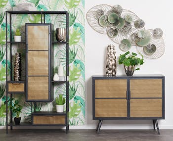 Meuble de rangement industriel noir or DANUBE