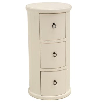 Meuble rangement cylindrique 3 tiroirs hévéa massif 56cm TRADITION