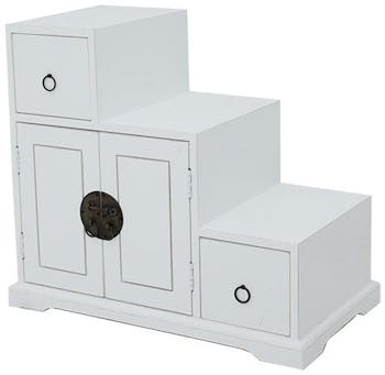 Meuble étagère escalier double face hévéa L67xP38xH60cm MAORI