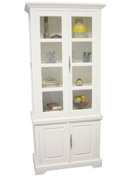 Bibliothèque vitrée 4 portes hévéa 90x45x205cm TRADITION