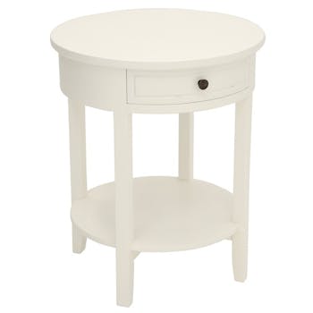 Sellette ronde Hévéa 1 tiroir, double plateaux D54xH65cm MAORI / TRADITION