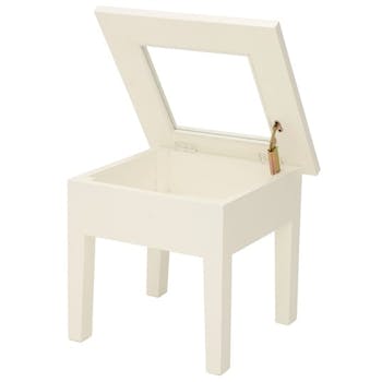 Bout de canapé Hévéa plateau ouvrable vitré et bois 45x45x40cm TRADITION