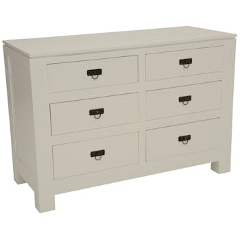 Commode Hévéa 6 tiroirs 115x48x80cm HELENA