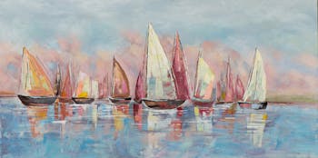 Tableau bateaux bleus et rouges