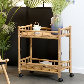 Desserte à roulettes en bambou