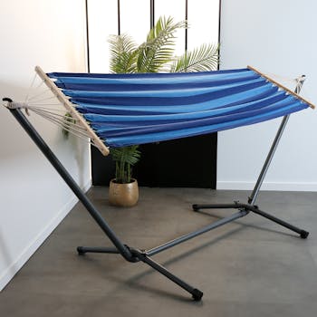 Hamac en coton à rayures bleues 80x200cm