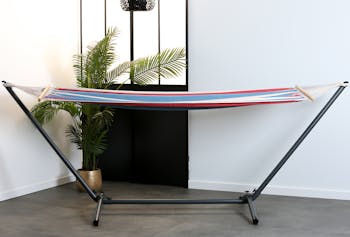 Hamac en coton à rayures bleues et rouges 80x200cm