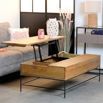 Table basse relevable chêne massif HUDSON
