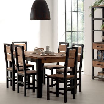 Table de repas chêne métal extensible 150x90x78 FERSCOTT