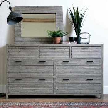 Commode bois recyclé grisé 7 tiroirs SIENNE