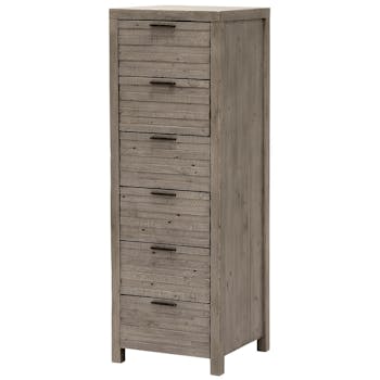 Chiffonnier bois recyclé grisé 6 tiroirs SIENNE