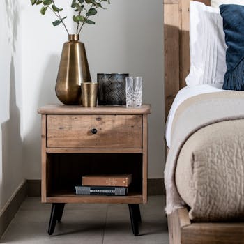 Table de chevet bois recyclé clair SALERNE