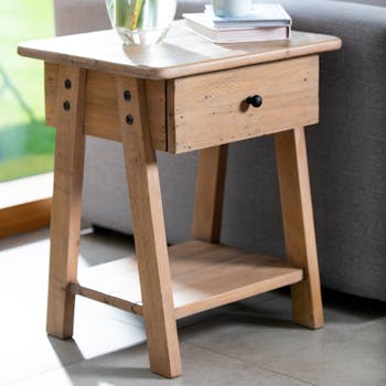 Bout de canapé bois recyclé clair SALERNE