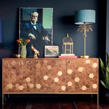 Buffet moderne acacia laiton HOBART