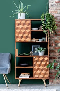 Bibliothèque étagère bois et marqueterie SYRACUSE