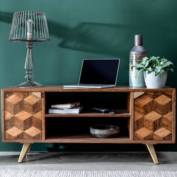 Meuble TV bois et marqueterie SYRACUSE