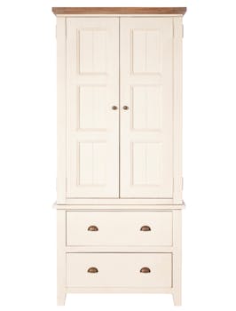 Armoire penderie blanche bois recyclé 85 cm BRISTOL