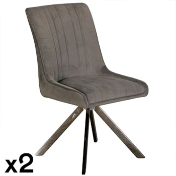 Chaise velours gris (lot de 2) HUDSON
