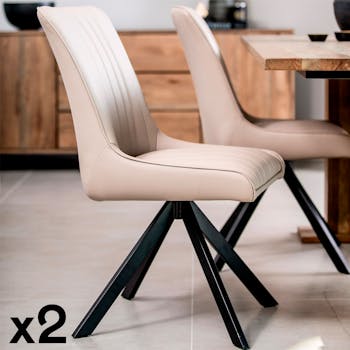 Chaise salle à manger beige (lot de 2) HUDSON