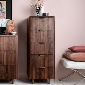 Chiffonnier bois recyclé brun 5 tiroirs QUEENSTOWN