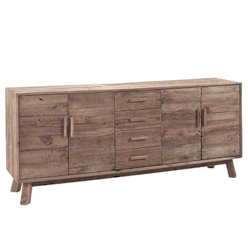 Buffet bas bois recyclé 4 portes 4 tiroirs DETROIT