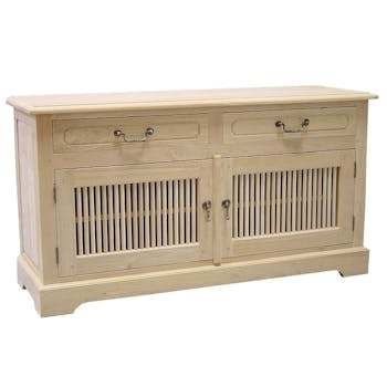 Buffet bas 2 portes 2 tiroirs hévéa 120x40x65cm MAORI