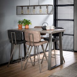 Table bar bois de manguier gris et acier 135 cm LUCKNOW