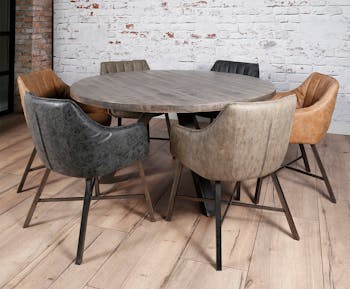 Table à manger ronde manguier massif gris D140 cm LUCKNOW