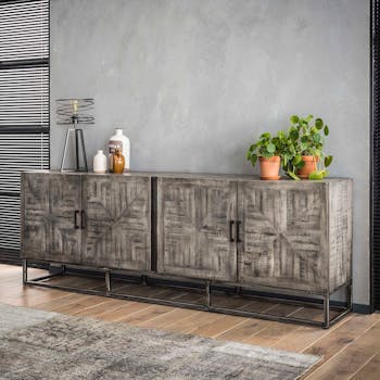 Buffet bas industriel gris LUCKNOW