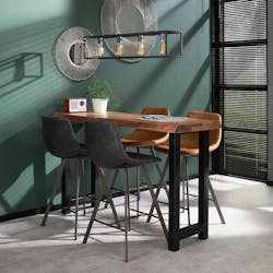 Table bar bois massif métal 150 cm MELBOURNE