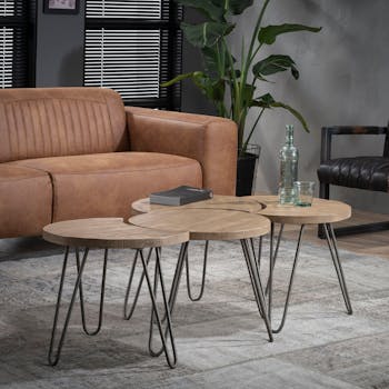 Table basse modulable ronde (4 pièces) LUCKNOW