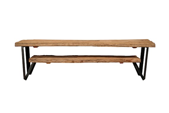 Banc TV bois brut recyclé 2 niveaux OMSK