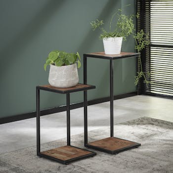 Porte plante métal bois moderne (2 pièces) TRIBECA