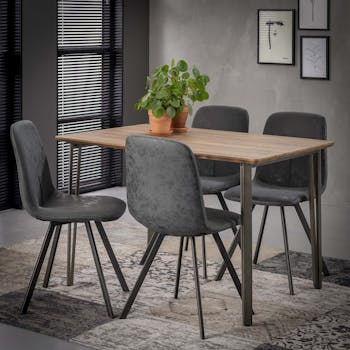 Table à manger rectangulaire effet chêne brun 120 cm HELSINKI