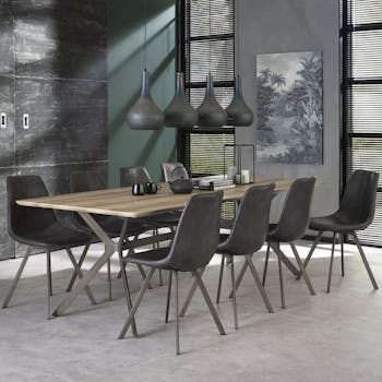 Table à manger rectangulaire effet chêne antique traverse 240 cm HELSINKI