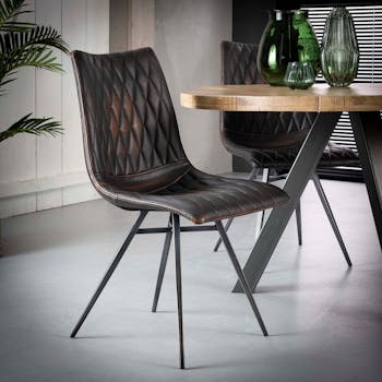 Chaise vintage motif diamant couleur brun (lot de 2) MELBOURNE