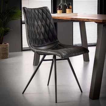 Chaise vintage motif diamant couleur anthracite (lot de 2) MELBOURNE