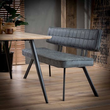 Banc salle à manger noir avec dossier 150 cm