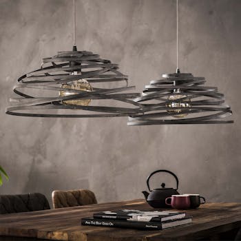 Suspension industrielle demi-sphère effet ruban TRIBECA