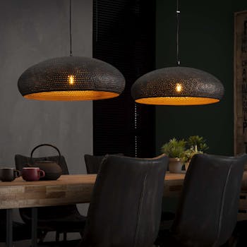 Suspension contemporaine ajourée ovale 2 lampes RALF