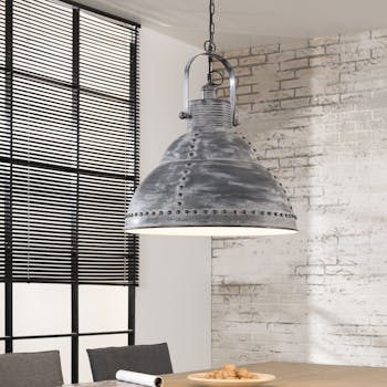 Grande suspension industrielle grise rivets RALF