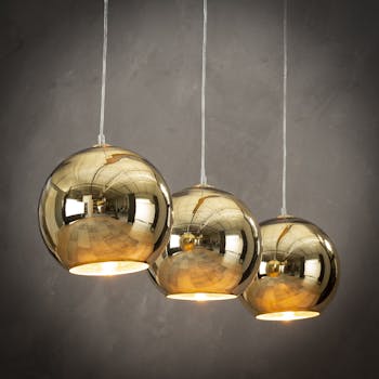 Suspension dorée contemporaine 3 lampes