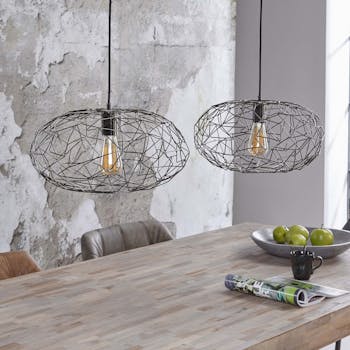 Suspension contemporaine noire 2 lampes RALF