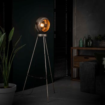 Lampadaire industriel trépied forme ronde TRIBECA